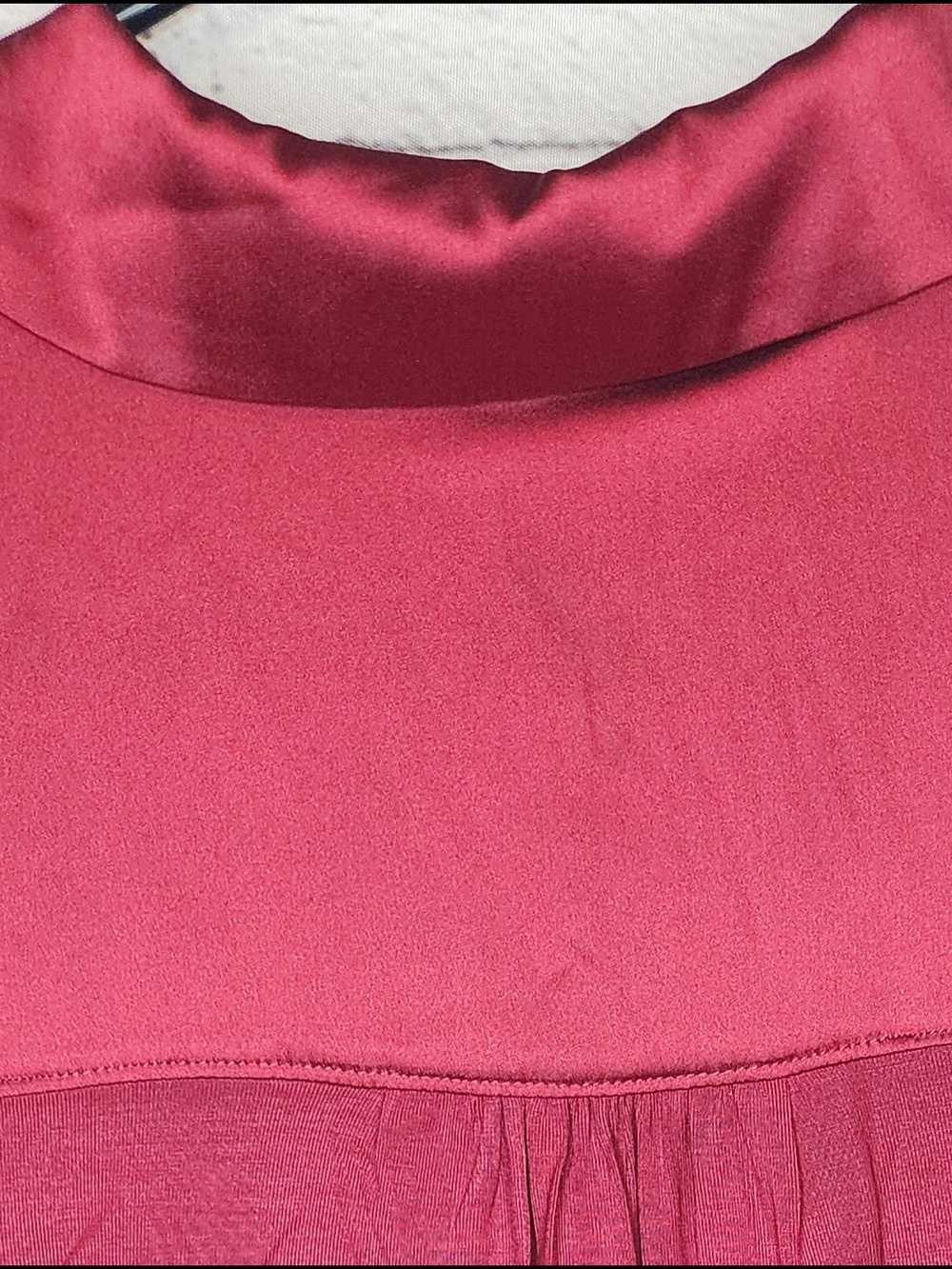 White House Black Market Red Satin Blouse - Picture 3 of 6